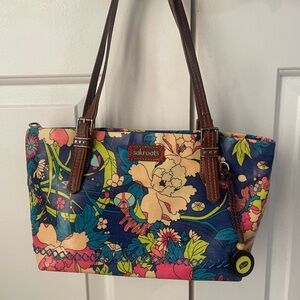 Sakroots Vibrant Floral Tote - Blue and Pink
